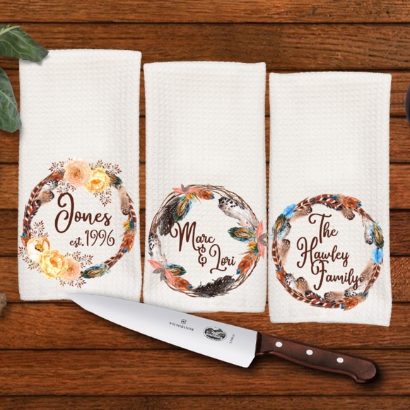 Other - Bohemian Wreath‎ Personalized Kitchen Towel set